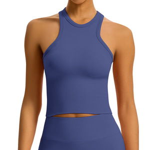 Débardeur de yoga Allure Body sans coutures à dos nageur pour femme, couleur unie, col rond, haut de fitness, vêtement de sport d'extérieur 8022 - Product Image 4