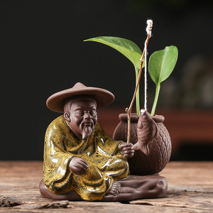 Wuyang anciano pesca arena púrpura té mascota decoración paja verde planta hidropónica cultivo florero maceta pequeña mesa surfa - Product Image 1