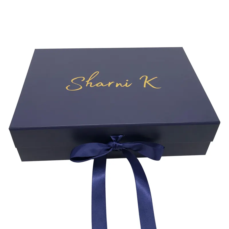 Benutzer definierte Karton Marineblau Hochzeits bevorzugung Party Paket boxen mit Logo Luxus Magnet korb Königsblau Geschenk box Verpackung