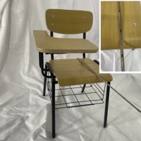 Chaise d'étude pour étudiants en plastique bon marché, moderne, avec accoudoirs en bois, confortable, avec tablette d'écriture, vente en gros