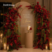 Arche florale de luxe professionnelle MoKtong en roses rouges artificielles pour décoration de mariage et événements