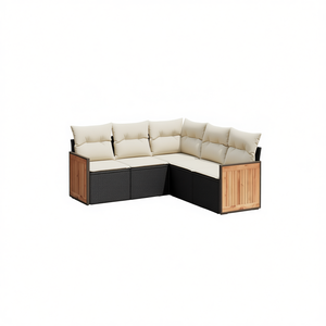Ensemble de canapés de jardin en rotin noir 6 places avec pieds réglables, mobilier d'extérieur au design contemporain - Product Image 1