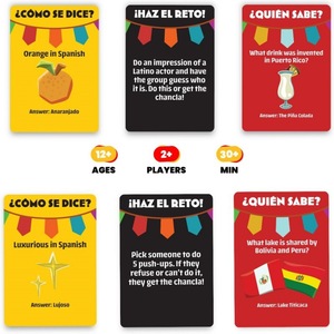 Nouveau jeu de cartes bilingue hispanique <span class=keywords><strong>latino</strong></span> transfrontalier 'Como Se Dice' pour fêtes et jeux de société - Product Image 3