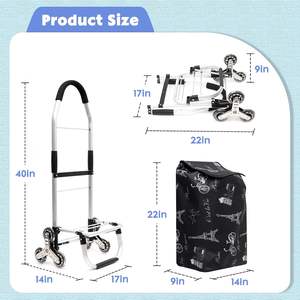 Carrito de compras con marco de aluminio resistente y bolsa de lona impermeable extraíble, carrito de mano para subir escaleras - Product Image 3
