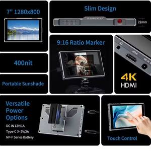 Moniteur vidéo de terrain FEELWORLD FW759 PRO 7 pouces avec écran tactile, 4K, IPS, compatible HDMI, 1280*800 - Product Image 2