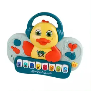 새로운 디자인 만화 동물 DJ 오리 아기 플라스틱 전자 악기 피아노 교육 장난감