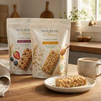 OEM op maat bedrukte honing-havermoutrepen Doypack zak met platte bodem, aluminiumfolie, ziplock sluiting, food grade, voor snacks en noten, 100g 200g