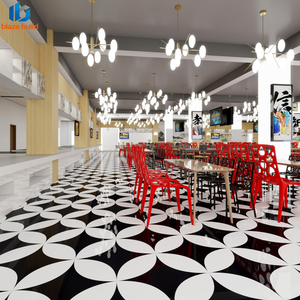 Nuevo Azulejo de Porcelana Floral Blanco y Negro Brillante 2026 de 800x800mm para Pisos Comerciales - Product Image 2