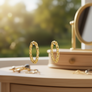 Pendientes de Aro Dorados E2127 de Aleación de Zinc, Joyería Clásica Unisex de Moda - Product Image 2