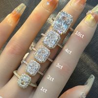 Anillos de Plata de Ley 925 Chapados en Oro de 18k, Corte Radiante de 10ct, Halo Pavé, Anillo Fino con Incrustaciones de Moissanita VVS, Joyería para Mujer