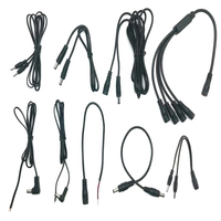 Cables personalizados 2,1X5,5 DC Power Jack Socket Cable de plomo Conductor de cobre Aislamiento de PVC 1 Hembra 2 Cable de alimentación