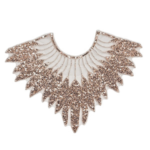 Appliques brodées en <span class=keywords><strong>maille</strong></span> résistante avec sequins et perles pour la poitrine, pour robes de mariée et tenues de spectacle féminines, en dentelle - Product Image 6