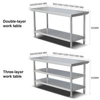 Table de travail en acier inoxydable pour la préparation des aliments dans les hôtels et les restaurants, avec étagère inférieure