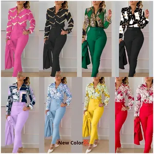 Women's Long-Sleeved Casual Suit Fresh and Sweet Style Polyester with Digital Printed <strong>Top</strong> ( Without Jacket) - Product Image 2