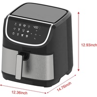 Friteuse à air numérique noire de 8 L, 8,2 qt, facile à utiliser, friteuse à air intelligente, grande capacité, friteuse à air automatique pour la maison et l'hôtel