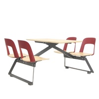 Table de salle à manger commerciale conforme aux normes ANSI/BIFMA, ensemble de 4 chaises, structure en acier, plateau en bois rectangulaire durable, style contemporain, idéal pour les centres commerciaux, les écoles, les hôtels