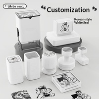 Matériel de sceau en plastique photosensible personnalisable de style coréen, blanc, pour DIY, sceau carré pour agenda, sceau de signature personnalisé