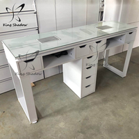 Table de Salon de manucure en cuir et bois, 1 ensemble, Table pour Bar à ongles, manucure, meubles de beauté modernes