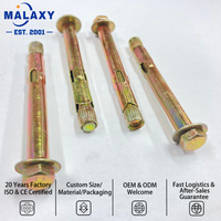 Malaxy DIN933 Boulon d'ancrage à expansion à tête hexagonale en acier haute résistance grade 8.8, boulon d'ancrage à manchon pour maçonnerie