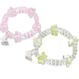 Trendy Fantasy Popcorn Cracked <b>Crystal</b> Beads <b>Bracelet</b> Butterfly Charm Gradient Color Women Friendship <b>Bracelets</b> Jewelry Gift - Product Image 1