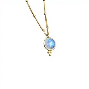 Collier en argent sterling avec labradorite ovale 8x10mm, chaîne à maillons de 21 pouces, or, symbole du bouddhisme vintage, Jour de la République, Saint-Valentin - Product Image 1