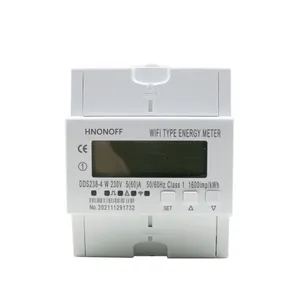 Hmonoff 60a tuya medidor de energia inteligente, medidor de energia monofásico wifi kwh, monitoramento de medição mcb com proteção contra tensão e corrente rs485