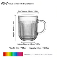 Tasses à café en verre côtelé en gros, tasses à thé en verre avec poignées élargies pour expresso, cappuccino, thé en sachet, latte