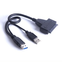 Convertidor de adaptador de Cable USB a 7 + 15 22Pin SATA 3,0 para unidad de disco duro de 2,5 3,5 pulgadas HDD SSD con Cable de alimentación USB2.0