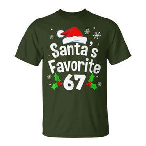Camiseta navideña Santa's Favorite 67, ropa de regalo navideña para hombre - Product Image 1