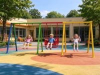 Grand ensemble de balançoires pour enfants, équipement de jeux extérieur, 3 balançoires, structure métallique, siège double pour maternelle, idéal pour parc et jardin
