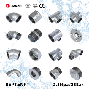 وصلة غاز LPG من جيانزهي، موصل أنابيب مجلفن بسنون عادية، رسومات CAD، وصلة أنبوبية مزدوجة ذكر NPT، تركيبات أنابيب مجلفنة، كوع - Product Image 2