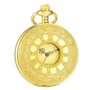 <span class=keywords><strong>Montre</strong></span> de poche antique à quartz pour <span class=keywords><strong>homme</strong></span>, style punk demi-chasseur, avec mouvement japonais, noir, <span class=keywords><strong>argent</strong></span>, or - Product Image 2