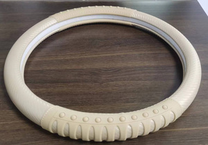 Housse de <span class=keywords><strong>volant</strong></span> de voiture en cuir blanc crème de haute qualité, antidérapante, résistante à l'usure et respirante - Product Image 2