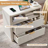 Table de chevet moderne intelligente en bois avec LED, style nordique, lot de 2, Mesita De Noche intelligente pour chambre d'hôtel ou salon