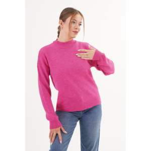Suéter de Punto Fucsia con Cuello Alto para Mujer, Manga Larga, Casual, Antipilling, Calibre 16 Gg - Product Image 4