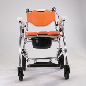 Aluminum Alloy Wheelchair Commode <b>Chair</b> With U Brake For Elderly And Disabled Manual <b>Mobility</b> Aid Large Wheel Toilet Seat - Product Image 1
