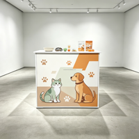 Comptoir portable pliable, étanche et léger pour salon professionnel d'animaux, avec structure en aluminium et tissu tendu à fermeture éclair, impression personnalisée