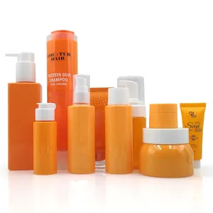 Cosmetic Packaging Toner Bottle 100 ml 150 ml Orange Foam Pump Bottle Soft Tube Plastic Lotion Bottle Storage and Cream Jars Set