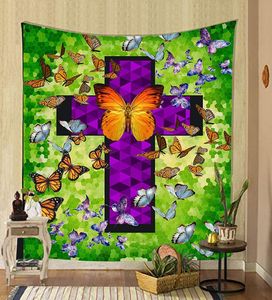 Tapisserie murale personnalisée style bohème avec imprimé papillon, lune et fleurs, décoration pour chambre <span class=keywords><strong>à</strong></span> coucher et salon - Product Image 3