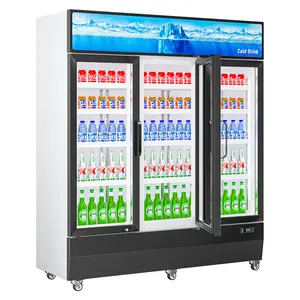 MUXUE 3 puerta de vidrio exhibición de bebidas refrigerador exhibición nevera supermercado