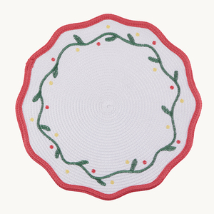 Napperon de table de <span class=keywords><strong>cuisine</strong></span> de style contemporain, moderne, broderie de Noël, en plastique tissé PP, <span class=keywords><strong>rouge</strong></span> et vert, <span class=keywords><strong>tapis</strong></span> et sous-plats en plastique - Product Image 2