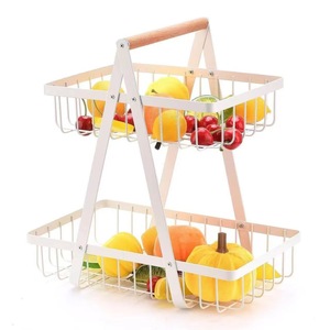 Comptoir moderne <span class=keywords><strong>à</strong></span> 3 niveaux Support de rangement détachable pour collations Nouveau <span class=keywords><strong>design</strong></span> <span class=keywords><strong>Corbeille</strong></span> <span class=keywords><strong>à</strong></span> fruits noire en fil métallique - Product Image 1
