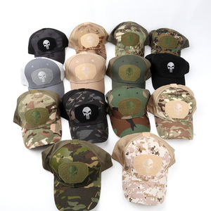 Casquette de baseball tactique en maille avec patch tête de mort, camouflage, pour entraînement extérieur, unisexe, respirante, imperméable, style trucker - Product Image 2