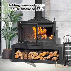 Moderna ghisa incastonata stufa a legna con vero fuoco per il riscaldamento domestico e l'arredamento in ville autocostruite - Product Image 5
