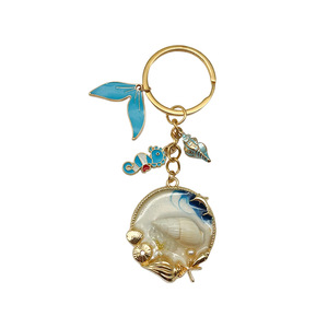 Porte-clés hippocampe bleu et coquillage en alliage de zinc, accessoire de bijoux créatif portable pour cadeau personnel - Product Image 5