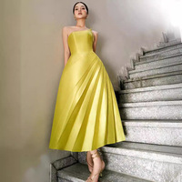 Robe d'été plissée à une épaule Jaune Vêtements longs pour femmes 24 New Niche Design High Quality Tight Elegant Bridesmaid Dresses
