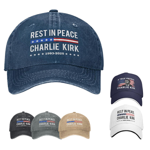 Cappellino da Baseball Unisex Turning Point Forever Charlie Kirk in Denim Lavato e Invecchiato con Ricamo a Mano, 6 Pannelli, in Cotone, Casual - Product Image 1