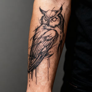 Tatuaggio Temporaneo Gufo Ombreggiato Semi-Permanente Impermeabile Dura 2 Settimane Tatuaggio Realistico a Base di Erbe per Braccio e Corpo - Product Image 4