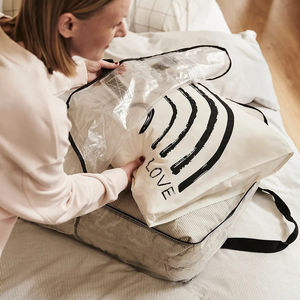 Travel Moving <strong>Bag</strong> Reinforced Handle Extra Large Capacity Zipper Closet Quilt Blanket Organizer <strong>Bags</strong> Transparent <strong>Storage</strong> <strong>Bags</strong> - Product Image 2