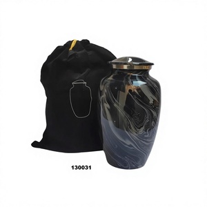 Hot Selling Premium Quality Black Marble Finish <b>Large</b> Adult Cremation <b>Urn</b> for Human Ashes With Free Velvet Bag - Product Image 1